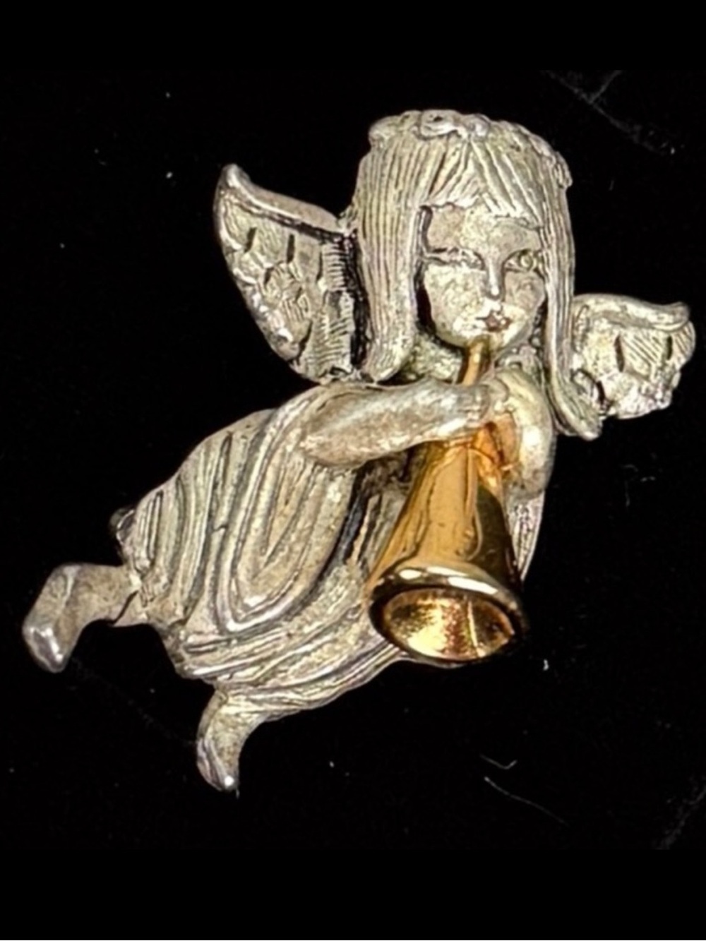 Vintage David Monn Angel with Trumpet Brooch Pin